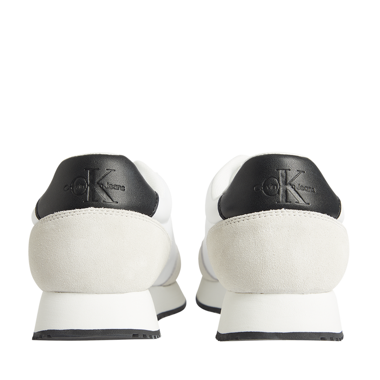 Sneakers bărbați CK Calvin Klein albi din textil și piele întoarsă cu logo 2375BP0683A