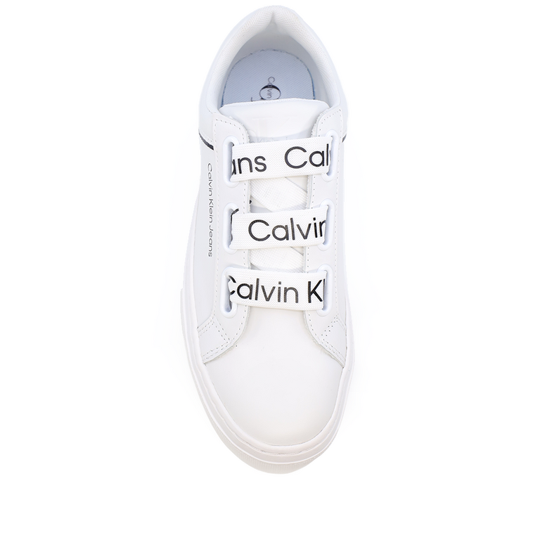 Sneakers femei CK Calvin Klein albi din piele cu logo 2375DP0868A