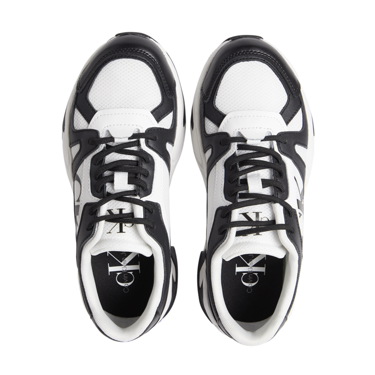 Pantofi sport femei CK Calvin Klein negri cu alb din piele și textil 2376DPS1063N