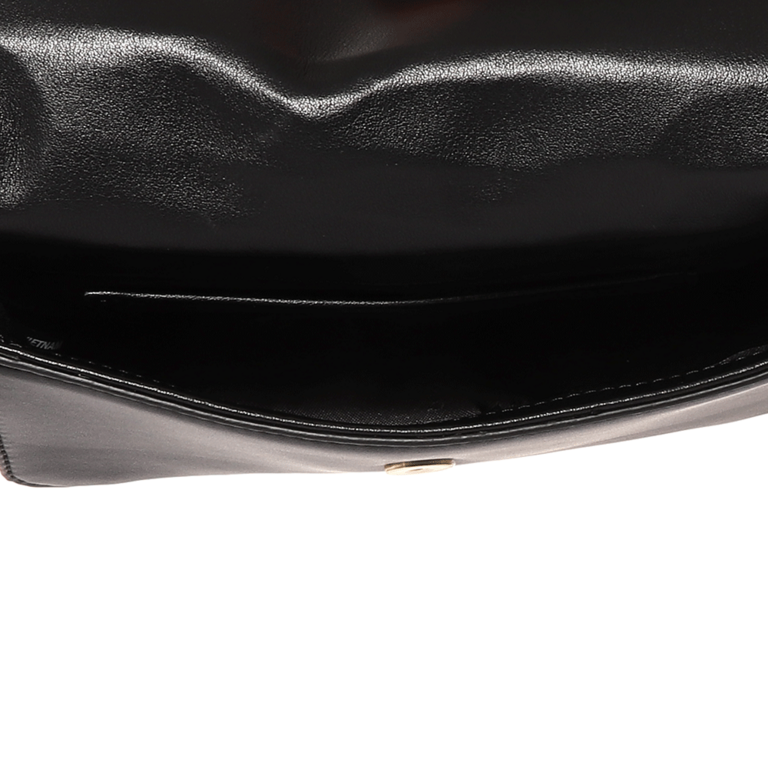 Poșetă crossbody DKNY neagră din piele cu baretă bicoloră 2551PLP1130N