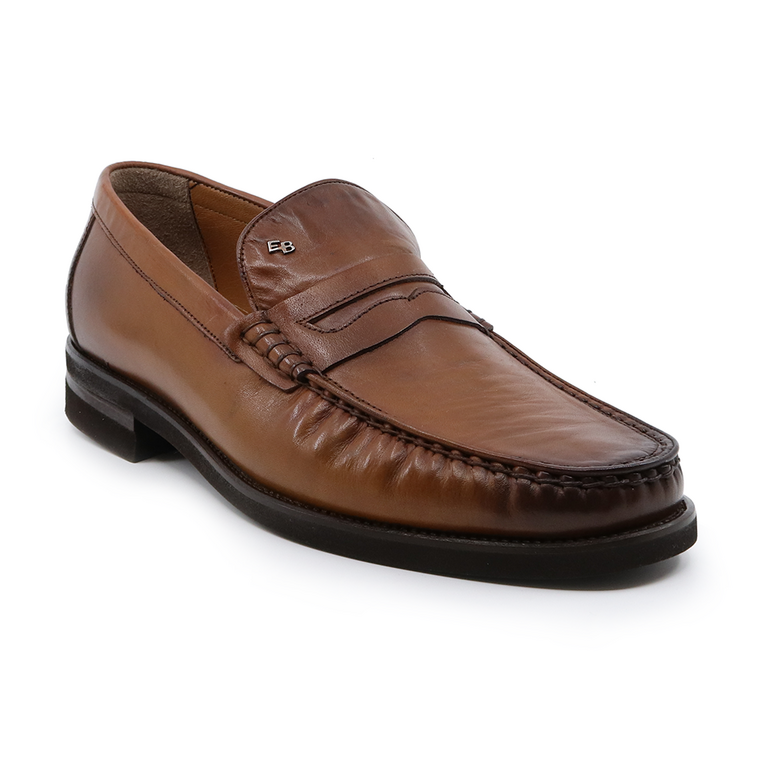 Pantofi loafers bărbați Enzo Bertini maro cognac din piele 3383BP5210CO