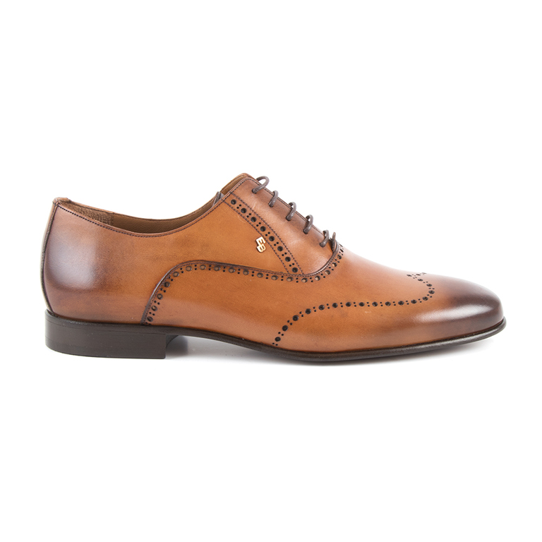 Pantofi Oxford barbati Enzo Bertini maro cognac din piele 3389BP42615CU