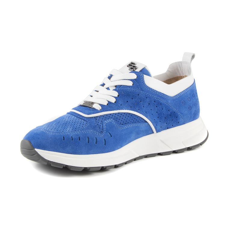 Pantofi Sport barbati Ezno Bertini albastru electric cu alb din piele intoarsa 2529BP5925VBT
