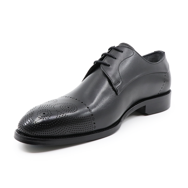 Pantofi derby bărbați Enzo Bertini negri din piele 3383BP1145N