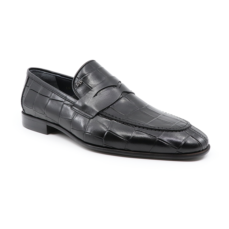 Pantofi loafers bărbați Enzo Bertini negri din piele 3383BP1940CN