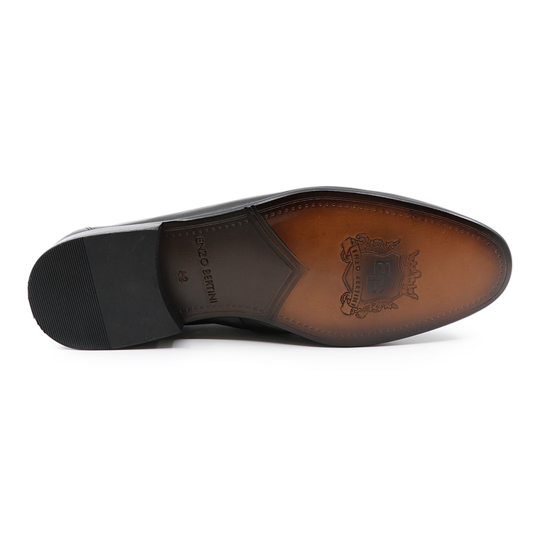 Pantofi loafers bărbați Enzo Bertini negri din piele 3383BP4900N