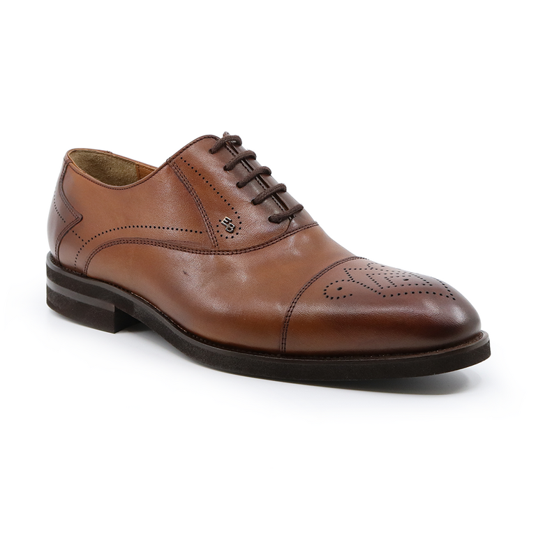 Pantofi oxford bărbați Enzo Bertini maro cognac din piele 3383BP1185CO