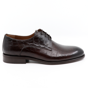 Pantofi oxford barbati Enzo Bertini maro din piele cu aspect croco print 3682BP39124CM