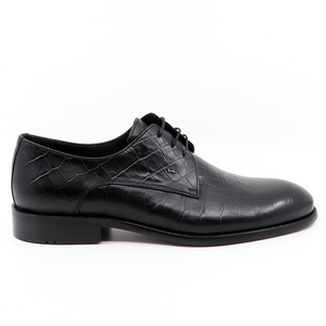 Pantofi oxford barbati Enzo Bertini negri din piele cu aspect croco print   3682BP39124CN