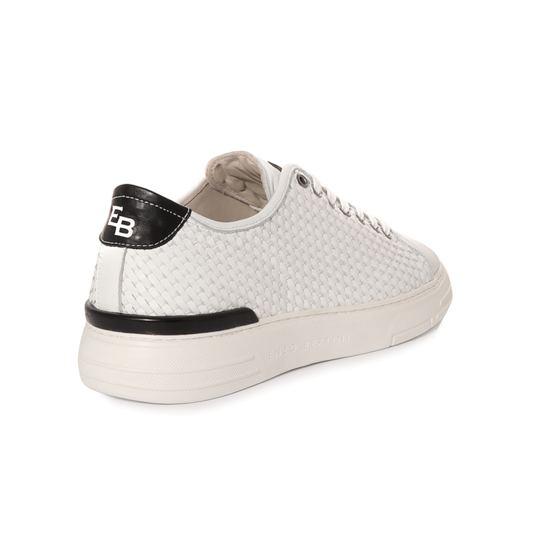 Pantofi sport bărbați Enzo Bertini albi din piele cu model laserat 3381BP3410A
