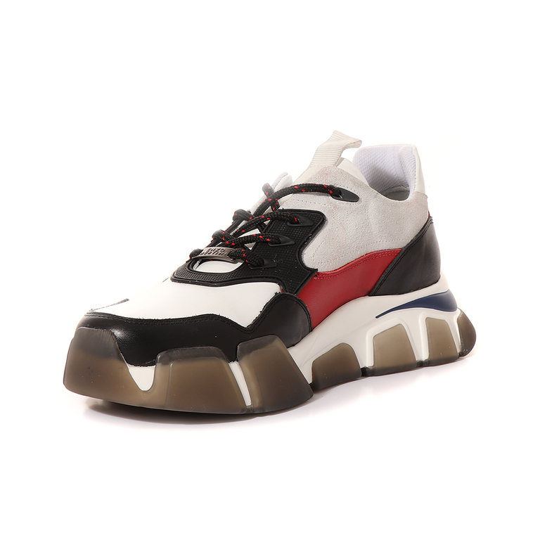 Pantofi sport bărbați Enzo Bertini negri din piele cu inserții colorate 3201BP12546N