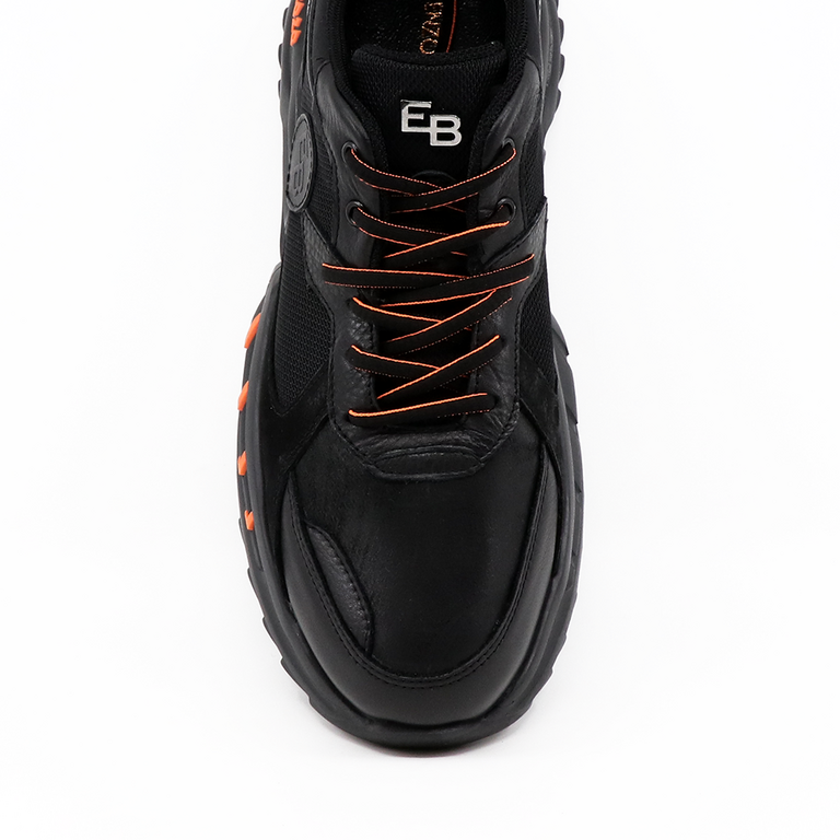 Sneakers bărbați Enzo Bertini negri din piele 3202BP14420N
