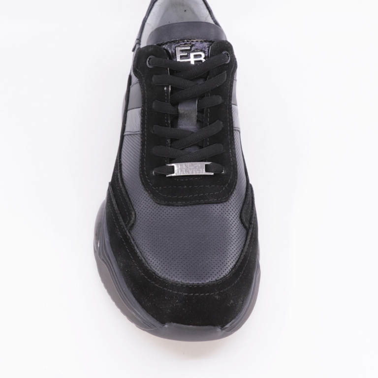 Sneakers bărbați Enzo Bertini negri din piele întoarsă 2015BP37601VN