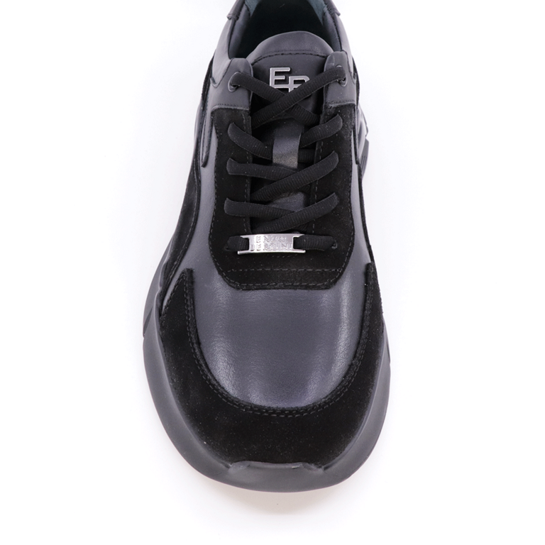 Sneakers bărbați Enzo Bertini negri din piele întoarsă 2015BP39901VN