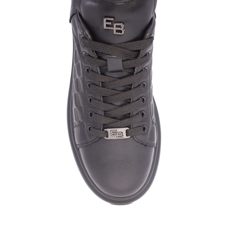 Sneakers bărbați Enzo Bertini negri din piele naturală 3866BP411N