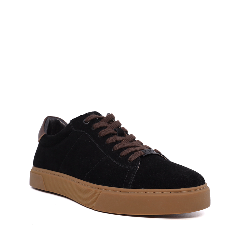 Sneakers bărbați Enzo Bertini Premium Collection negri din piele întoarsă 1647BP2110VN