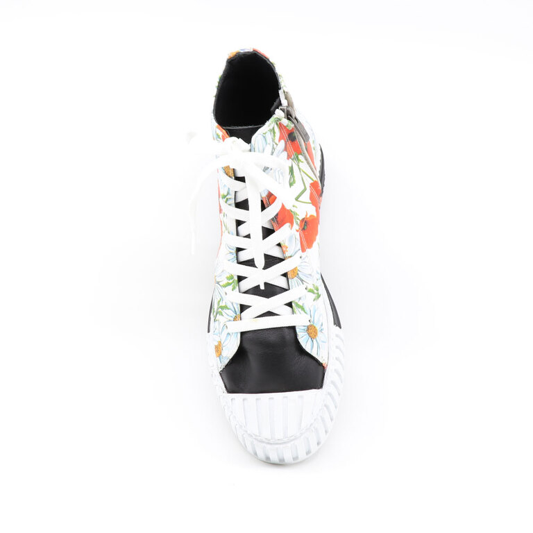 Sneakers femei Enzo Bertini albi cu print floral din piele  3832DG6061A
