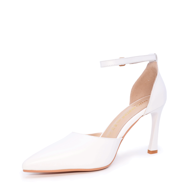 Pantofi decupați femei Enzo Bertini albi cu toc 1125DD6262A
