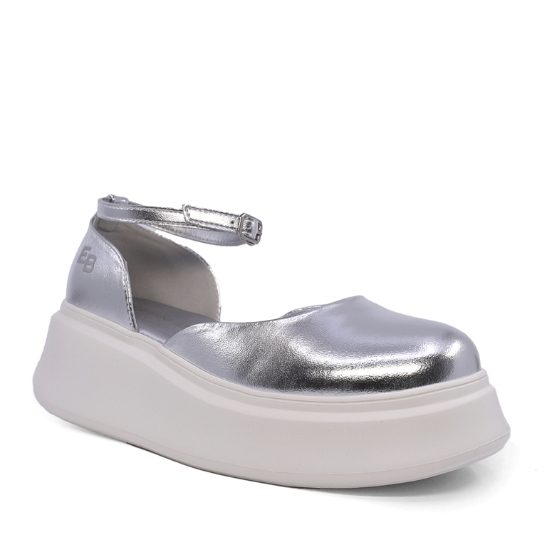 Pantofi decupați femei Enzo Bertini argintii din piele naturală 3867DD022AG