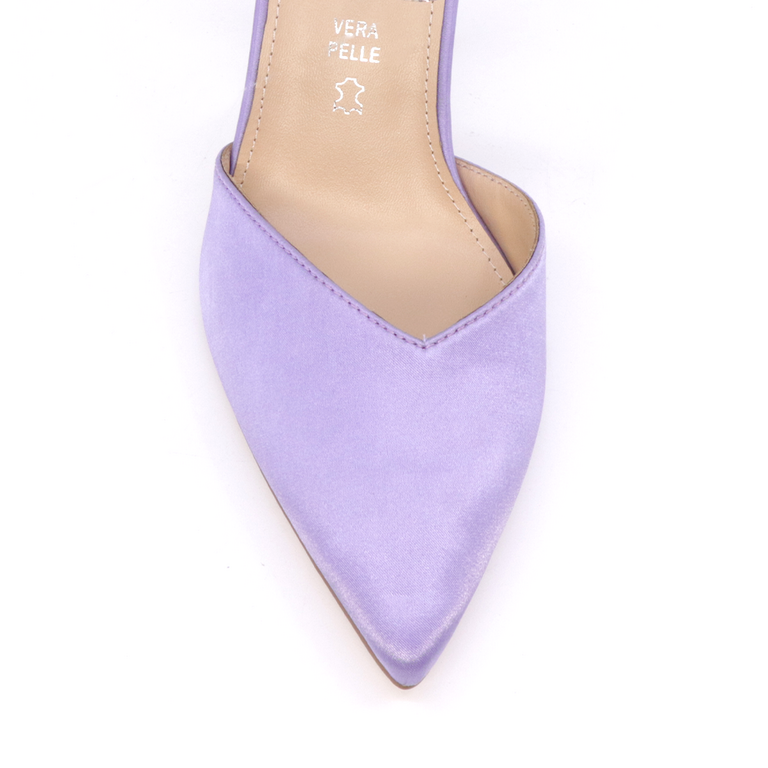 Pantofi decupați femei Enzo Bertini lila din satin 1245DD2724LI