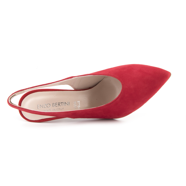 Pantofi femei Enzo Bertini rosii din piele intoarsa 1427dd94350vr