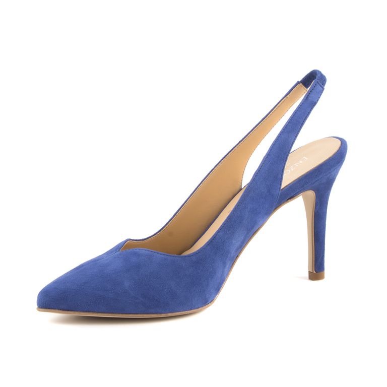 Pantofi femei Enzo Bertini albastru electric din piele intoarsa cu toc mediu 1429dd02005vbt