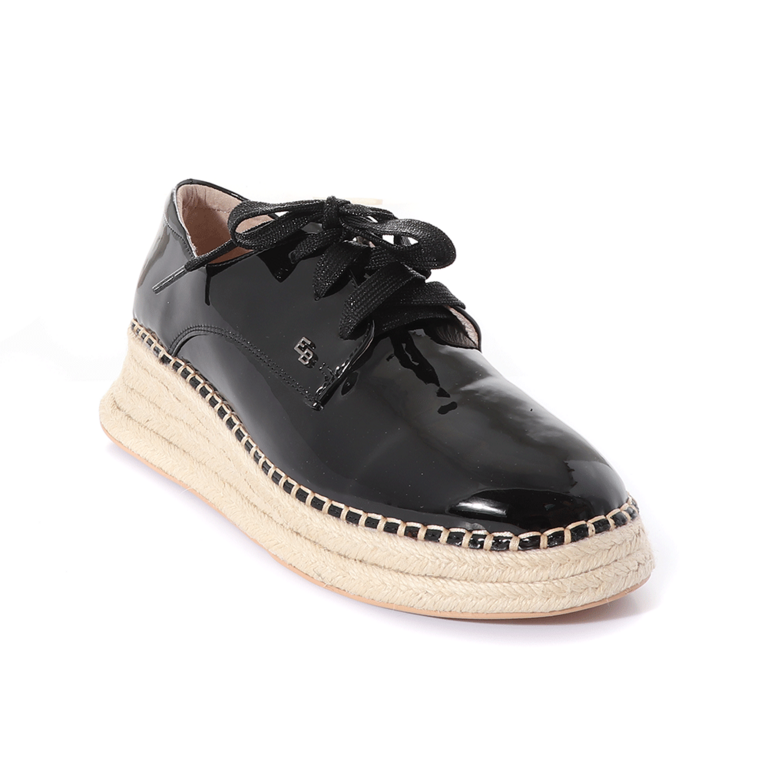 Pantofi derby femei Enzo Bertini negri din piele lăcuită 1121DP1037LN