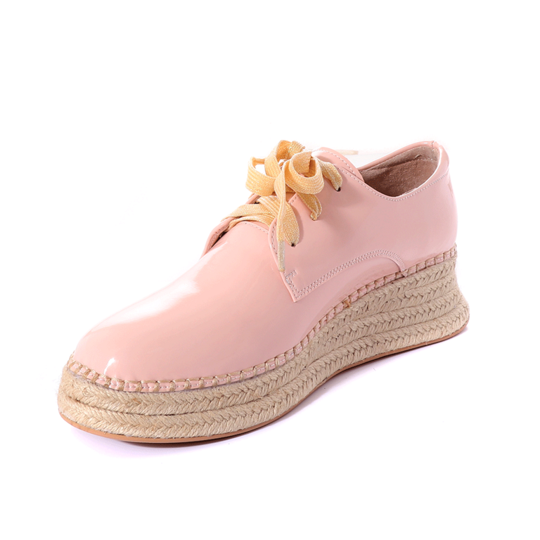 Pantofi derby femei Enzo Bertini roz din piele lăcuită 1121DP1037LRO