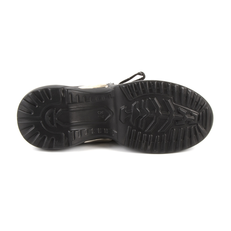 Pantofi femei Enzo Bertini negri din piele cu detalii gri metalizat 2588DP320021N