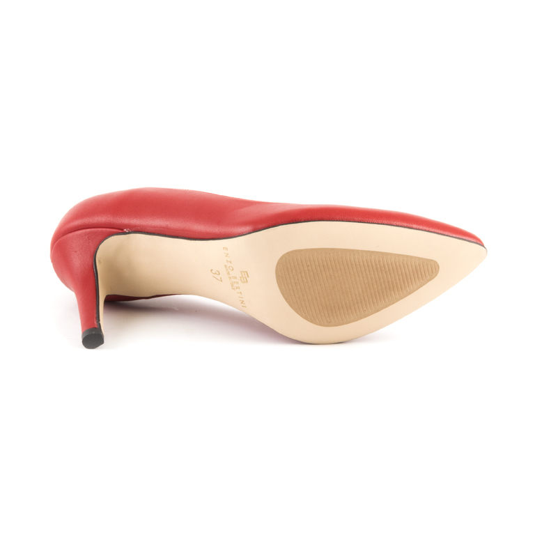 Pantofi Stiletto femei enzo bertini rosii din piele cu toc mediu 1429dp1623r