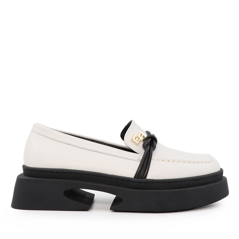 Pantofi loafers femei Enzo Bertini albi din piele 1734DP22866A