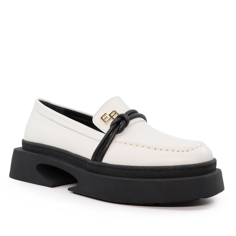 Pantofi loafers femei Enzo Bertini albi din piele 1734DP22866A