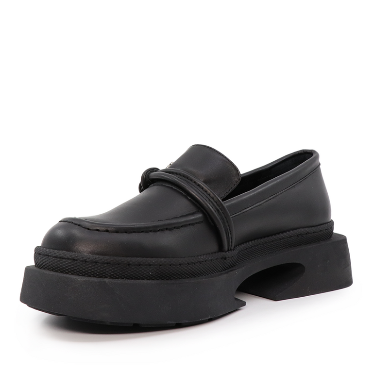 Pantofi loafers femei Enzo Bertini negri din piele 1734DP22866N