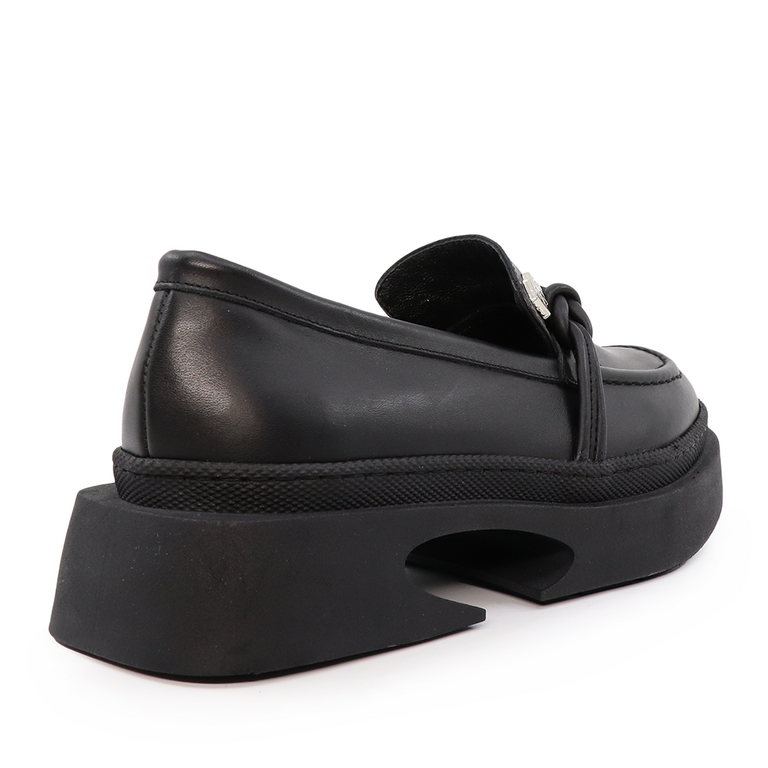 Pantofi loafers femei Enzo Bertini negri din piele 1734DP22866N