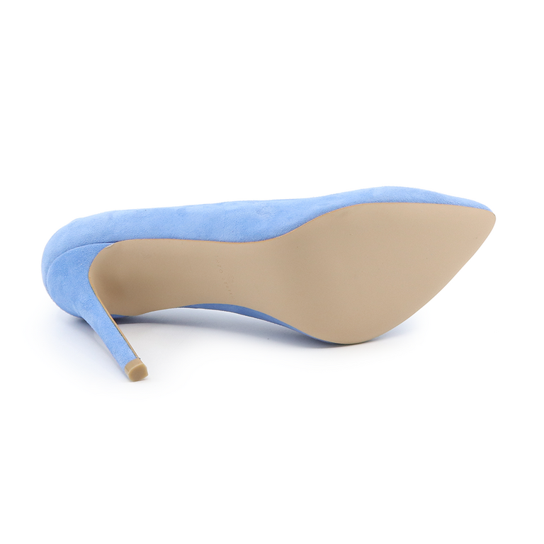 Pantofi stiletto femei Enzo Bertini albaștri din piele întoarsă 1363DP2626VAZ 