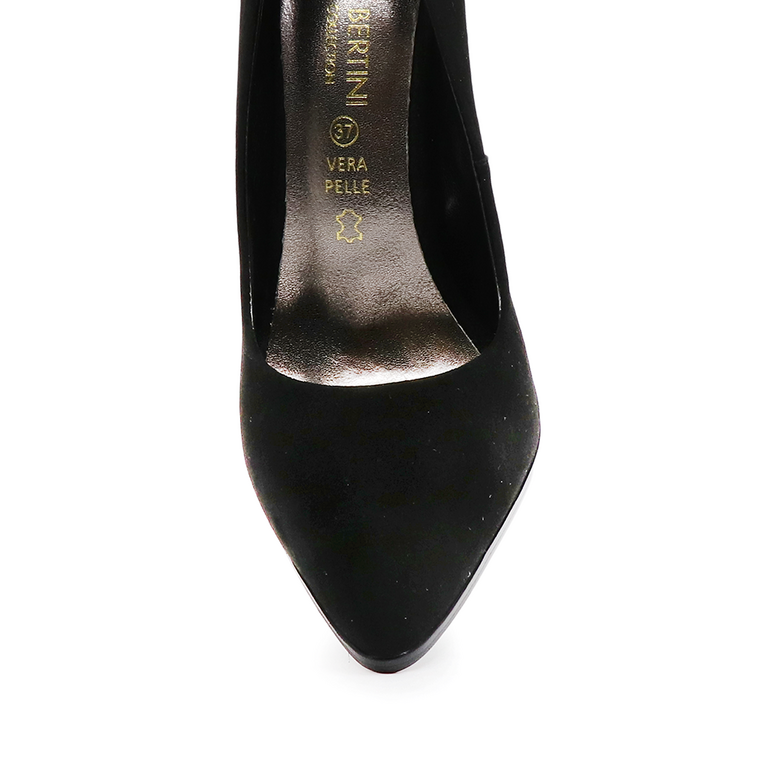 Pantofi stiletto femei Enzo Bertini negri din piele întoarsă cu toc înalt 1123DP3240VN