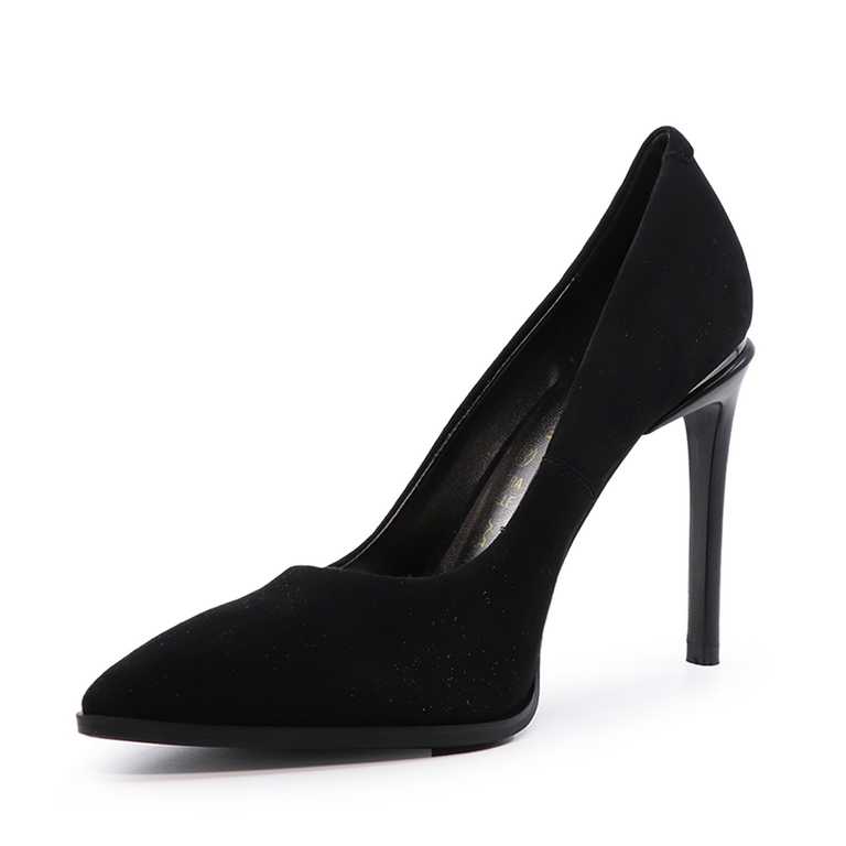 Pantofi stiletto femei Enzo Bertini negri din piele întoarsă cu toc înalt 1124DP3240VN