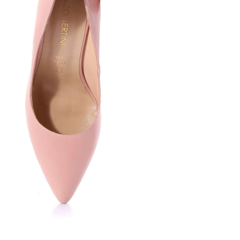 Pantofi stiletto femei Enzo Bertini roz din piele cu toc înalt 1121DP2782RO