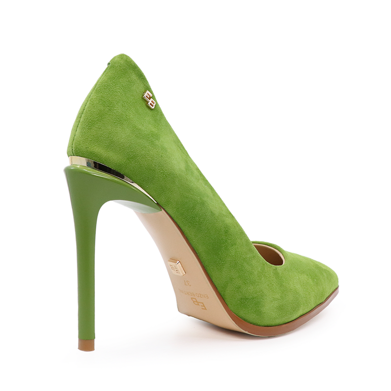 Pantofi stiletto femei Enzo Bertini verzi din piele întoarsă cu toc înalt 1124DP3240VV