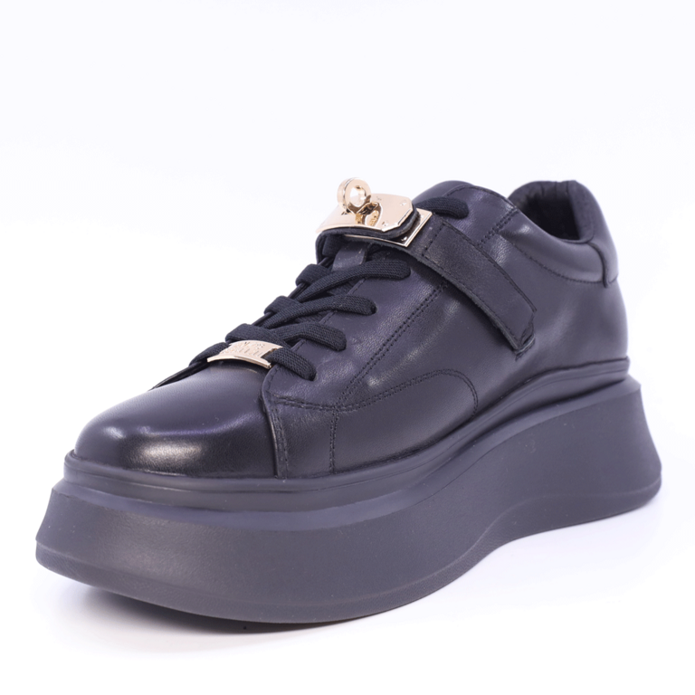 Sneakers femei Enzo Bertini negri din piele 1646DP222258N 