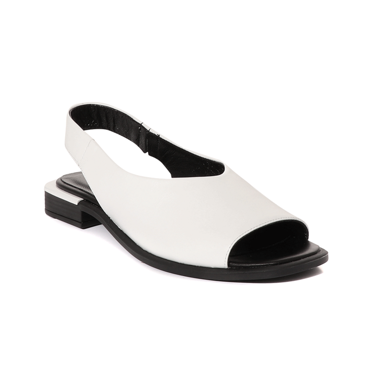 Sandale femei Enzo Bertini albe cu negru din piele 2581DS70907A