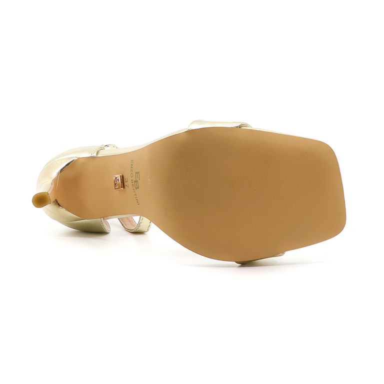 Sandale femei Enzo Bertini aurii din piele cu toc înalt 1123DS2881AU