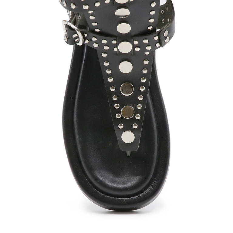 Sandale femei Enzo Bertini negre din piele cu ținte metalice 3343DS2883N 