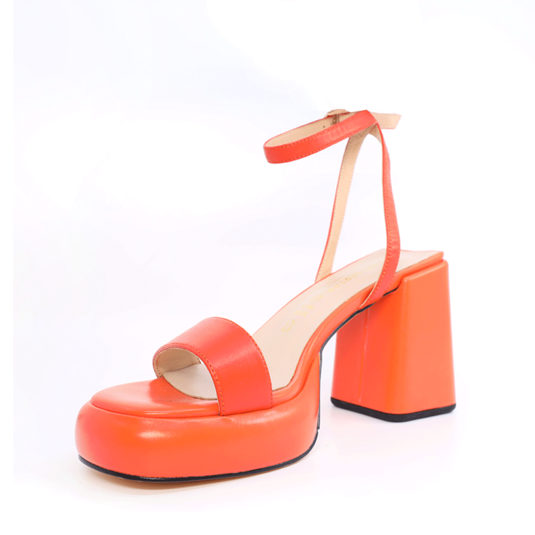 Sandale femei Enzo Bertini portocalii din piele  cu toc gros 1125DS3896PO