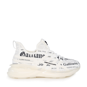 Sneakers bărbați John Galliano  Knit Print Gazette albi din textil 3505BP18505A