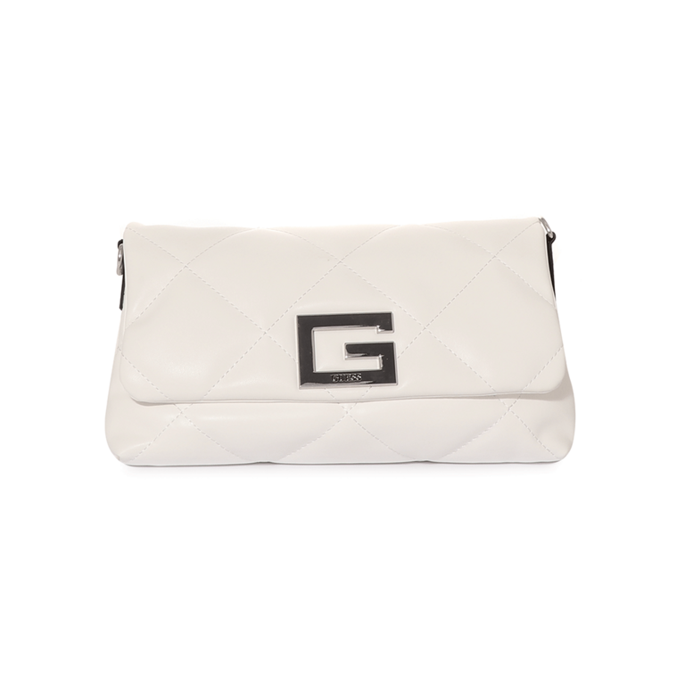 Poșetă satchel Guess albă cu logo frontal 911PLS80190A