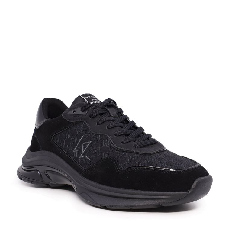 Sneakers bărbați Karl Lagerfeld A Lux Finesse negri din piele și textil 2056BP53165N