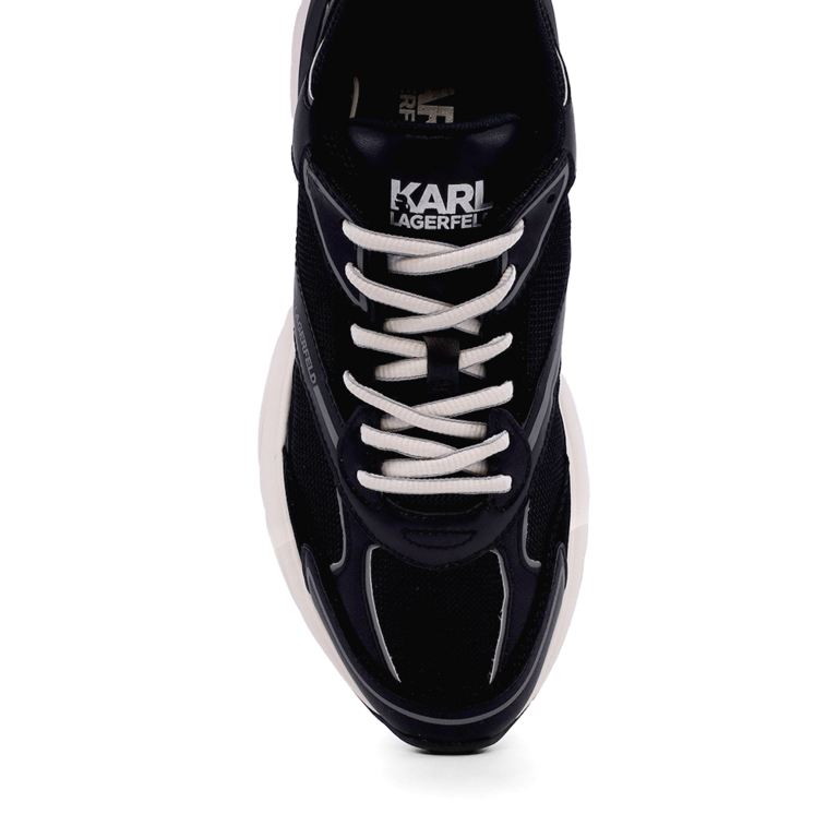 Sneakers bărbați Karl Lagerfeld KOMET Mesh Mix Lo Runner negri din piele 2057BP56524N 