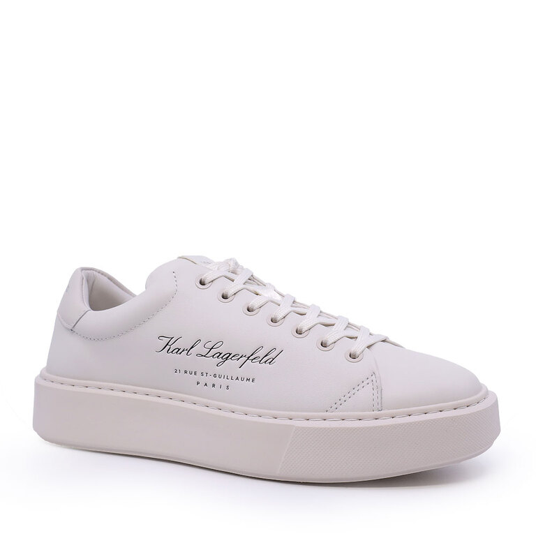 Sneakers bărbați Karl Lagerfeld Maxi Kup albi din piele 2057BP52223A