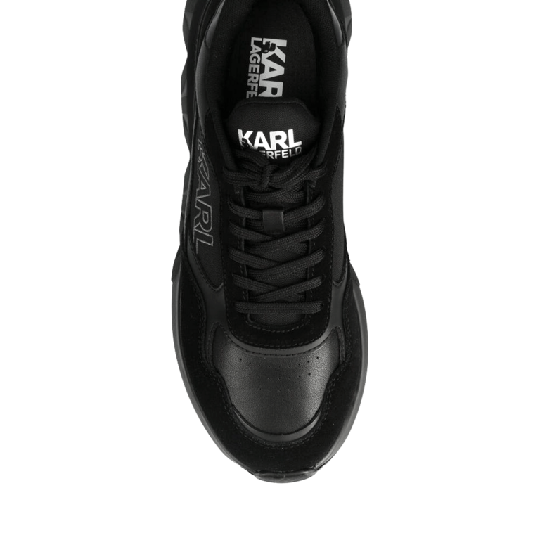 Sneakers bărbați Karl Lagerfeld Run Karl Logo Lo Lace negri din piele 2057BPS54624N